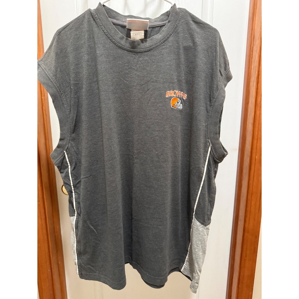 NFL Cleveland Browns Sleeveless Muscle Shirt Mens XL Charcoal Gray Gym Tee
